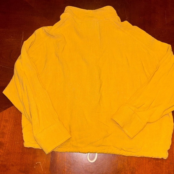 DÈLUC Yellow Button‎ Up Crop Jacket XS Drawstring Lightweight Cotton Blend - Picture 3 of 13